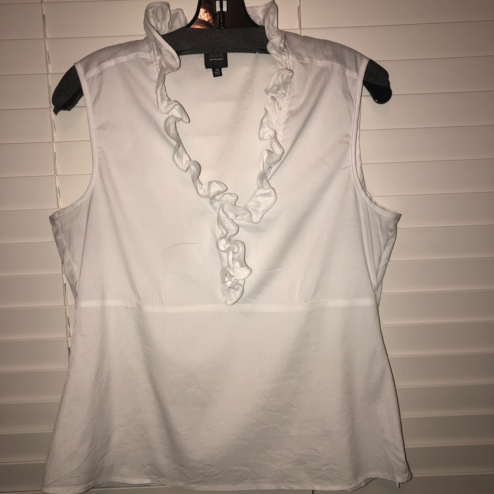 BLACK Saks Fifth Avenue White Sleeveless Top